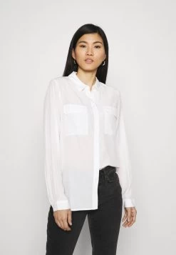 Women's Anna Field Basic With Front Pockets Button Down Blouse White | UZRXCJB-29