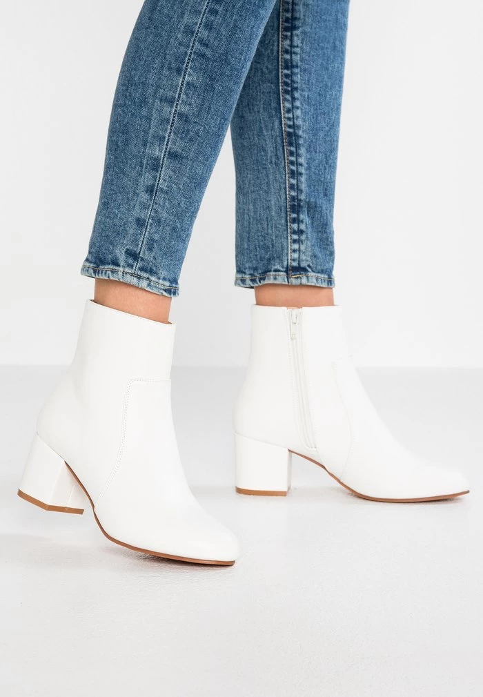 Women's Anna Field Block Heel Ankle Boots White | UEZRNSM-47