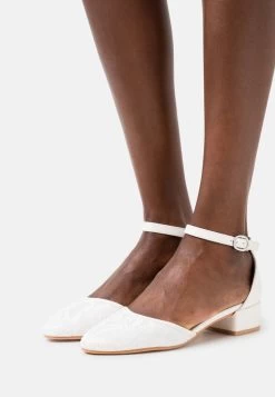 Women's Anna Field Block Heel Buckle Heels White | JZBEUVQ-05
