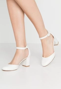 Women's Anna Field Block Heel Buckle Heels White | RQZFABV-49
