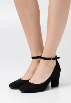 Women's Anna Field Block Heel Buckle Heels Black | SJVEAHW-39