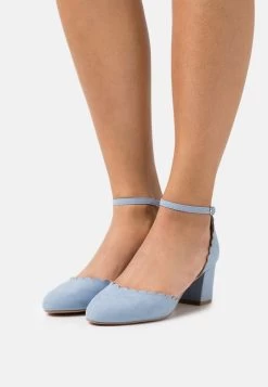 Women's Anna Field Block Heel Buckle Heels Light Blue | WHDBZCX-29