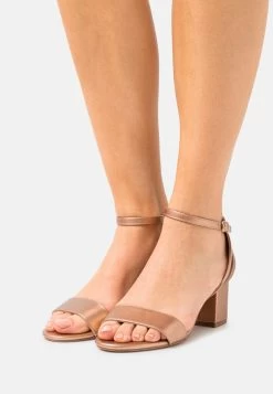Women's Anna Field Block Heel Buckle Sandals Rose Gold | KISVBJM-27