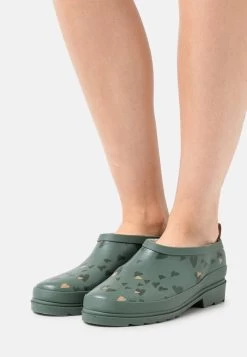 Women's Anna Field Block Heel Slip On Mules Green | TJMNVSU-10