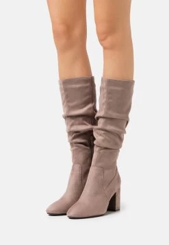 Women's Anna Field Block Heel Zip UP Boots Grey Brown | IKSZXAT-84