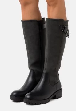 Women's Anna Field Block Heel Zip UP Boots Black | KEHIZTU-36