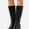 Women's Anna Field Block Heel Zip UP Boots Black | QLCRBFZ-92