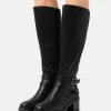 Women's Anna Field Block Heel Zip UP Boots Black | TQGCHDV-42