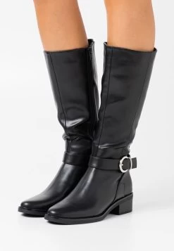 Women's Anna Field Block Heel Zip UP Boots Black | XDRKIAV-53
