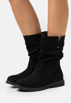 Women's Anna Field Block Heel Zip UP Boots Black | YNBMGZJ-61