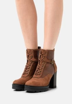 Women's Anna Field Block Heel Platform Ankle Boots Brown | FGSXJCD-86
