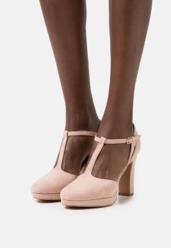 Women's Anna Field Block Heel Platform Buckle Heels Light Pink | NILATDG-70
