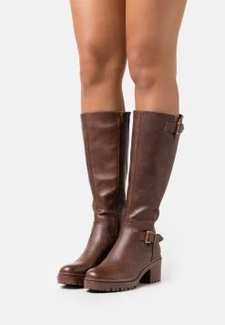 Women's Anna Field Block Heel Platform Zip UP Platform Boots Brown | KTNOSUE-39