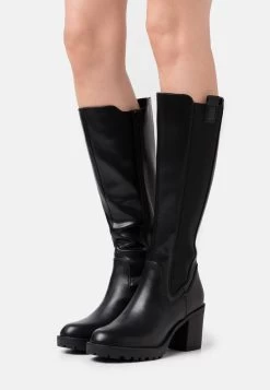 Women's Anna Field Block Heel Platform Zip UP Platform Boots Black | WJBNITZ-82