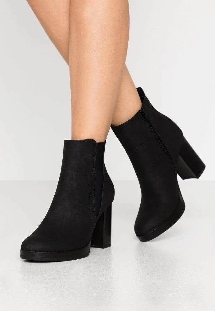 Women's Anna Field Block Heel Platform Zip UP Ankle Boots Black | YITXQEA-70