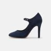 Women's Anna Field Buckle Heels Dark Blue | ICTGYQZ-38
