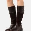 Women's Anna Field COMFORT Block Heel Zip UP Boots Dark Brown | WDMKLCN-95