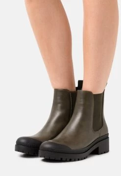 Women's Anna Field COMFORT Block Heel Platform Slip On Ankle Boots Olive | YREQNCH-23