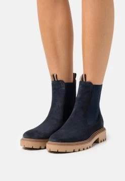 Women's Anna Field Classic Block Heel Slip On Ankle Boots Dark Blue | EVMQCAI-47