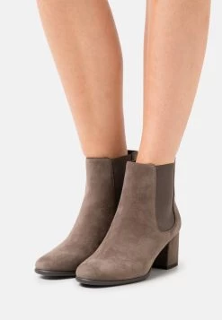 Women's Anna Field Classic Block Heel Slip On Ankle Boots Grey Brown | HEXQAIJ-18