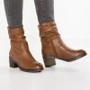 Women's Anna Field Classic Block Heel Zip UP Ankle Boots Brown | CYWVNDI-02