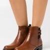 Women's Anna Field Classic Block Heel Zip UP Ankle Boots Brown | EXCRYQD-15