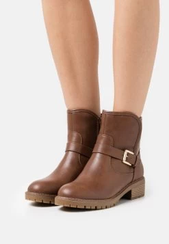 Women's Anna Field Classic Block Heel Zip UP Ankle Boots Brown | JKQVUGN-15