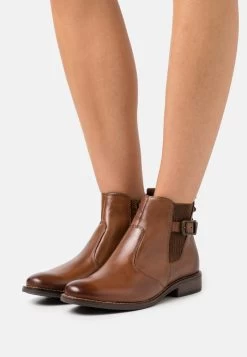 Women's Anna Field Classic Block Heel Zip UP Ankle Boots Brown | TKXEVZS-01