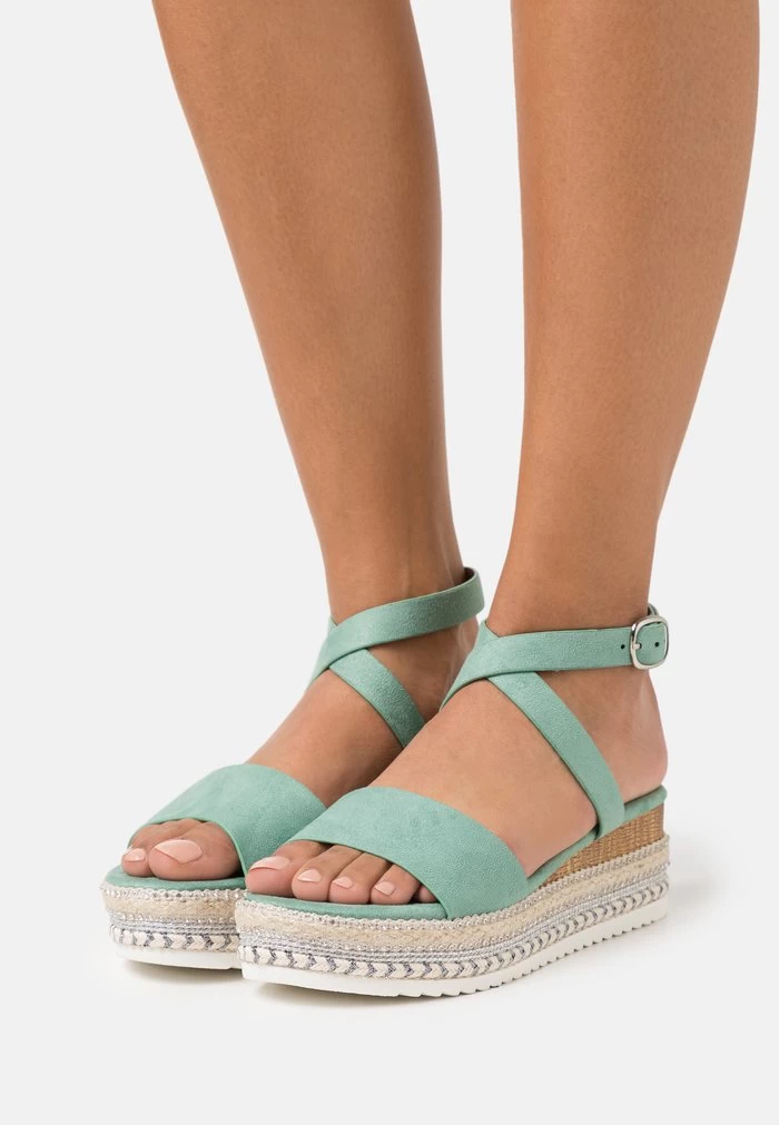 Women's Anna Field Espadrille Wedge Platform Buckle Sandals Mint | RETUYQC-92
