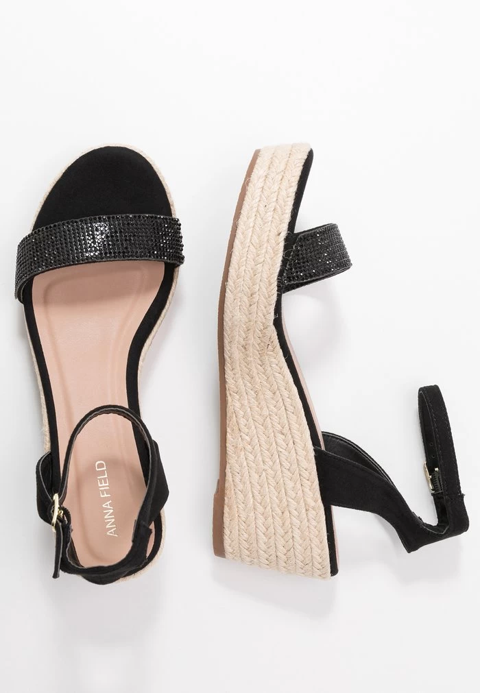 Women's Anna Field Espadrille Wedge Platform Buckle Sandals Black | YUOWJZN-45 - Image 4