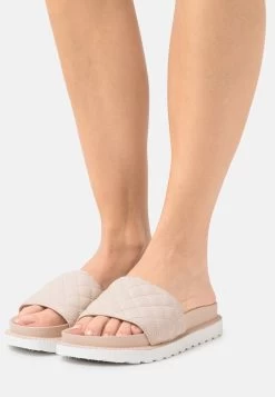 Women's Anna Field Flat Slip On Mules Beige | YSIAFTK-28