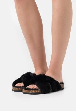 Women's Anna Field Flat Slip On Mules Black | HVCXOQZ-96