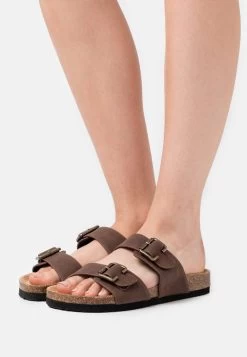 Women's Anna Field Flat Slip On Slippers Dark Brown | APDZXGB-71