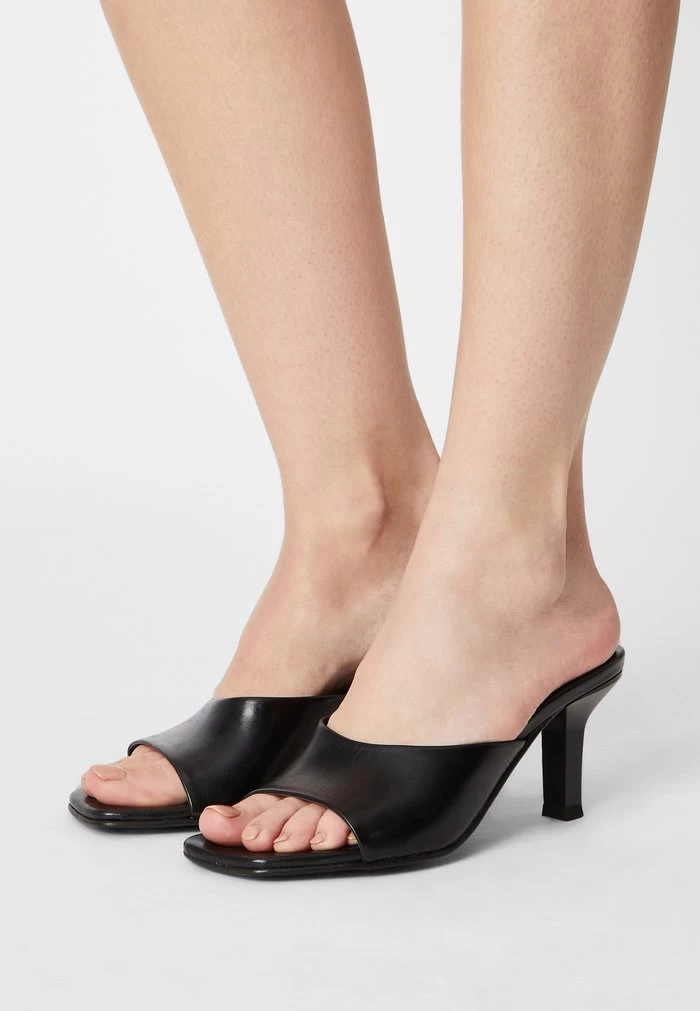 Women's Anna Field LEATHERSlip On Slippers Black | MPRYAZX-79