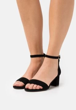 Women's Anna Field LEATHER Block Heel Buckle Sandals Black | BIOEAYS-56