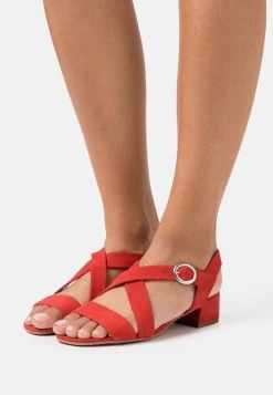 Women's Anna Field LEATHER Block Heel Buckle Sandals Red | GAUFIZE-19