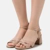 Women's Anna Field LEATHER Block Heel Buckle Sandals Beige | KELPONI-90