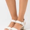 Women's Anna Field LEATHER Block Heel Buckle Sandals White | KSNMYDT-35