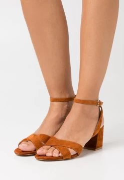 Women's Anna Field LEATHER Block Heel Buckle Sandals Brown | RHYVOJZ-32