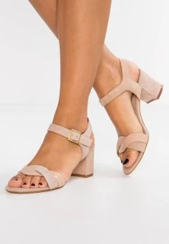 Women's Anna Field LEATHER Block Heel Buckle Sandals Light Pink | RYXAKWG-46