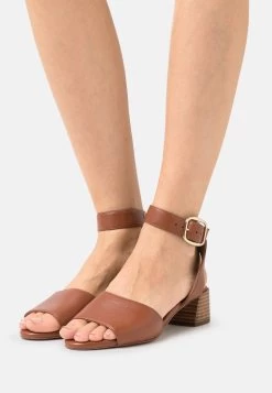 Women's Anna Field LEATHER Block Heel Buckle Sandals Brown | SLRPWCD-85