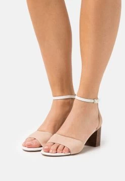 Women's Anna Field LEATHER Block Heel Buckle Sandals White | TVCFNSQ-15
