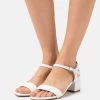 Women's Anna Field LEATHER Block Heel Buckle Sandals White | UVDHSZM-76