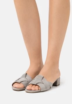 Women's Anna Field LEATHER Block Heel Slip On Slippers Light Blue | HPNIRGB-37