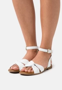 Women's Anna Field LEATHER Flat Buckle Sandals White | TOHUSEN-47