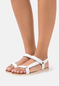 Women's Anna Field LEATHER Flat Hook And Loop Sandals White | SDPYCXI-68