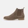 Women's Anna Field LEATHER Flat Slip On Ankle Boots Grey Brown | KEGTRAW-24
