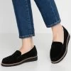 Women's Anna Field LEATHER Flat Slip On Low Shoes Black | SCELQRT-52
