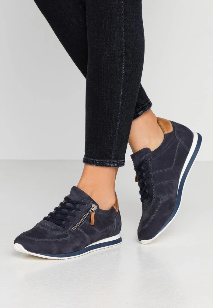 Women's Anna Field LEATHER Flat Zip UP Sneakers Dark Blue | RBJCYAO-18 - Image 3