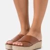 Women's Anna Field LEATHER Slip On Slippers Brown | RVJCETZ-67